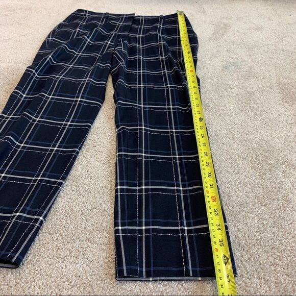 LAFAYETTE 148 NWOT New York Navy Clinton Plaid check Straight Leg Dress Pants 8 - Picture 12 of 14